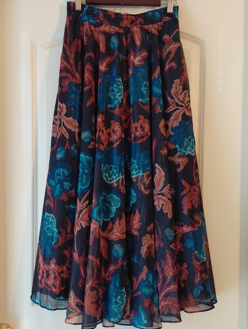 Parker Full Flowy Sheer Over Lining Maxi FALL Colors Skirt Large